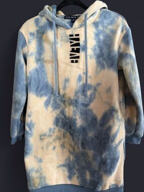 HYFVE Blue TieDye HoodieDress Oversized Cozy Sweatshirt Small Trendy loungewear